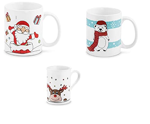 noTrash2003 3er Set Weihnachtsbecher für Kaffee, Tee od. Glühwein - dekoratives Tassen-Set zu Weihnachten, 350 ml von noTrash2003