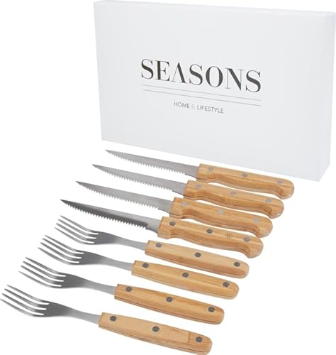 noTrash2003 4er Set Rustikales Steakmesser Steakgabel Steakbesteck Steakset Besteckset mit Holzgriffen und Edelstahlklingen Nachhaltig in Geschenkbox noTrash2003 4er Set Rustikales Steakmesser Steakgabel Steakbesteck Steakset Besteckset mit Holzgriffen und Edelstahlklingen Nachhaltig in Geschenkbox von noTrash2003