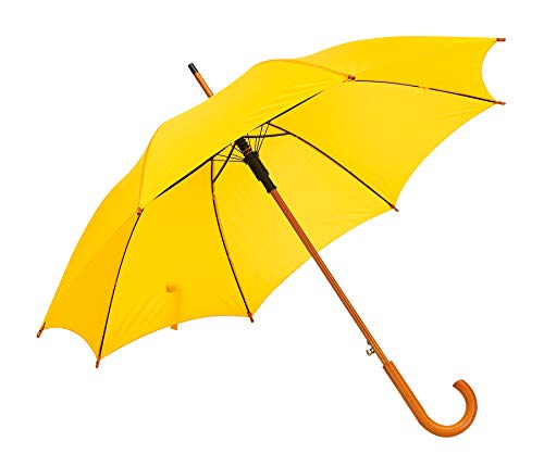 Automatik Regenschirm Holzschirm Stockschirm Portierschirm mit gebogenem Rundhaken Holzgriff in 103 cm Durchmesser von notrash2003 (Gelb) von noTrash2003