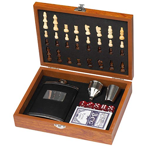 noTrash2003 Flachmann Set und Spieleset Pokerspiel und Würfeln in Holzschatulle mit Schachspiel - das perfekte Männerset noTrash2003 Flachmann Set und Spieleset Pokerspiel und Würfeln in Holzschatulle mit Schachspiel - das perfekte Männerset von noTrash2003