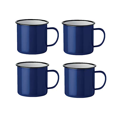 noTrash2003 Kaffeetasse Becher Mug Coffee Trinkbecher Emaille-Becher Vintage Look je 350 ml versch. Farben und Mengen (Blau, 4er Set) von noTrash2003