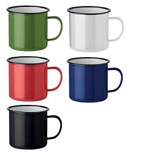 noTrash2003 Kaffeetasse Becher Mug Coffee Trinkbecher Emaille-Becher Vintage Look je 350 ml versch. Farben und Mengen (Farben gemischt, 5er Set) von noTrash2003