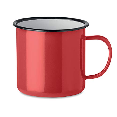 noTrash2003 Kaffeetasse Becher Mug Coffee Trinkbecher Emaille-Becher Vintage Look je 350 ml versch. Farben und Mengen (Rot, Einzeln) von noTrash2003