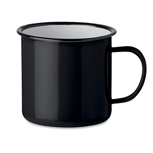 noTrash2003 Kaffeetasse Becher Mug Coffee Trinkbecher Emaille-Becher Vintage Look je 350 ml versch. Farben und Mengen (Schwarz, Einzeln) von noTrash2003