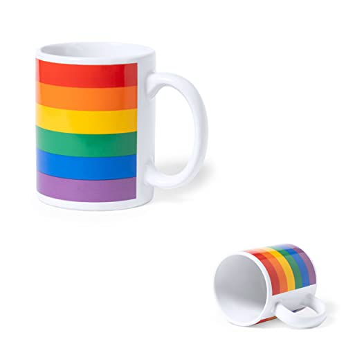 noTrash2003 Keramik Kaffeebecher Kaffeepott Haferl im Regenbogen Design im Doppelpack für Paare LGBT QUEER Rainbow Toleranz Diversity Flagge zeigen von noTrash2003