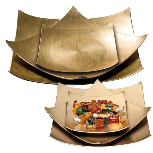 noTrash2003 Set aus 3 stapelbaren rechteckigen Schalen im Antik Look in Blattgold Optik Weihnachtliches Design Deko Obstschale Servierschale - mangelhafte Verpackung - noTrash2003 Set aus 3 stapelbaren rechteckigen Schalen im Antik Look in Blattgold Optik Weihnachtliches Design Deko Obstschale Servierschale - mangelhafte Verpackung - von noTrash2003