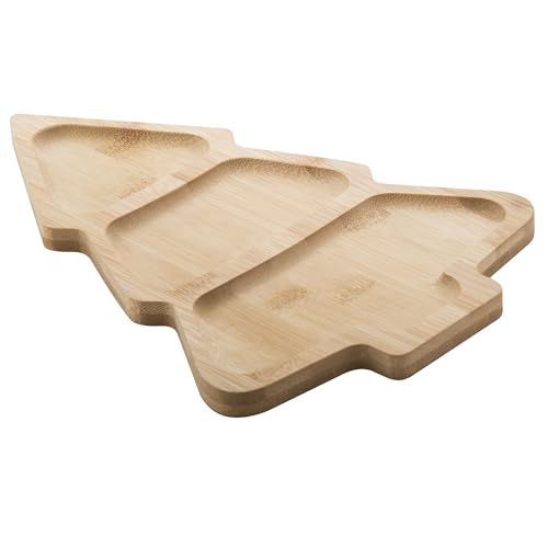 noTrash2003 Weihnachtliche Snackschale Snackteller Servierplatte für Advent Nikolaus Christmas Tapas Dipschale Nüsse Weihnachtsplätzchen in Weihnachtsbaum Form aus Holz 28 x 19 x 2 cm von noTrash2003