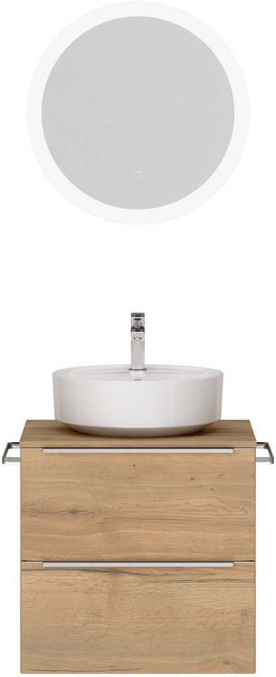 nobilia® Badmöbel-Set Alvene, (2-St., vormontiert, mit Soft-Close), inkl. Spiegel mit Touch-Sensor, in vier Breiten von nobilia®