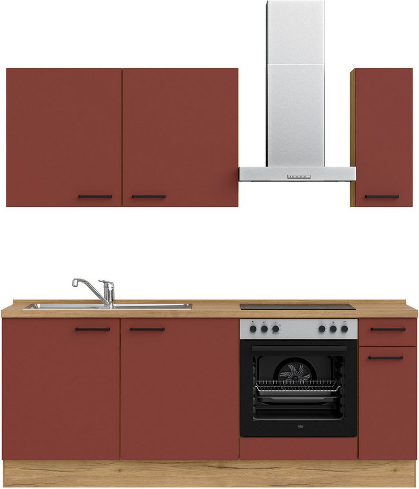 nobilia® Küchenzeile "Easytouch basic", vormontiert, Ausrichtung wählbar, Breite 210 cm, mit E-Geräten von nobilia®