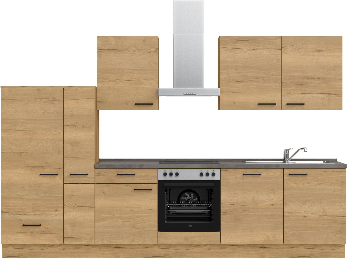 nobilia® Küchenzeile Structura basic", vormontiert, Ausrichtung wählbar, Breite 330 cm, mit E-Geräten" von nobilia®