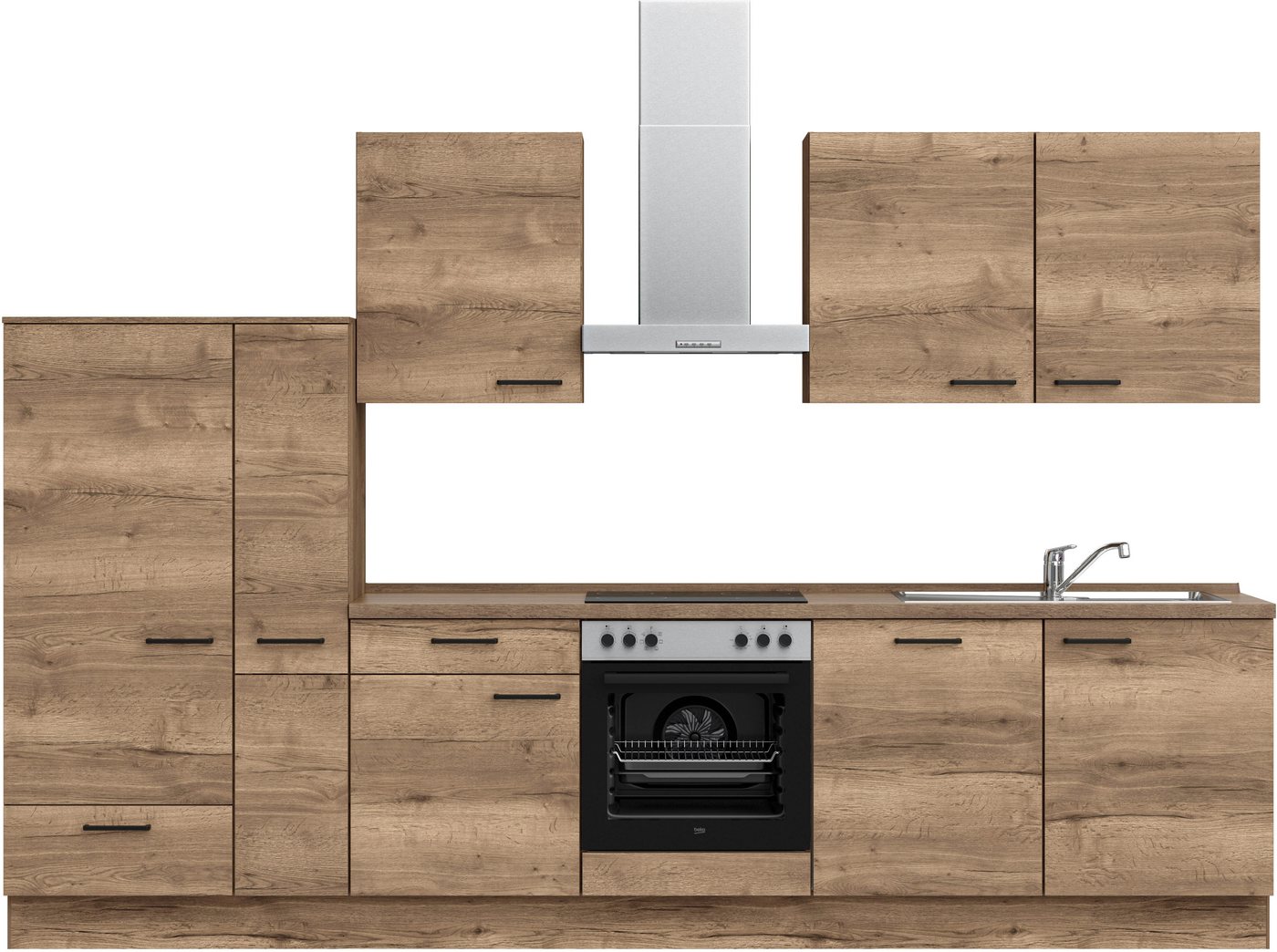 nobilia® Küchenzeile Structura basic", vormontiert, Ausrichtung wählbar, Breite 330 cm, mit E-Geräten" von nobilia®