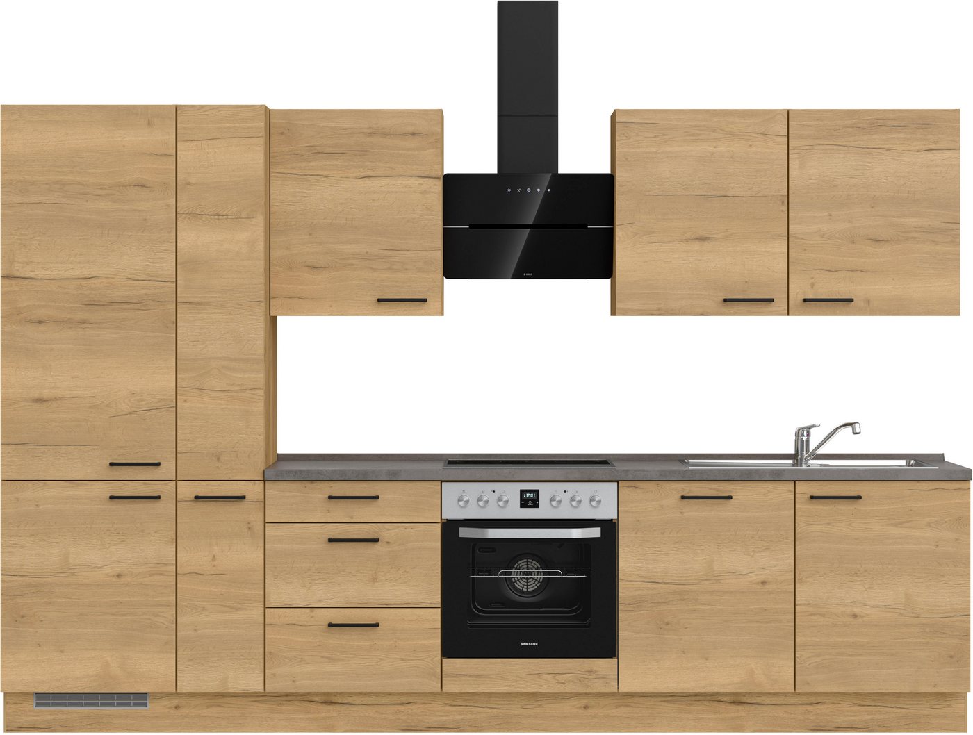 nobilia® Küchenzeile Structura premium", vormontiert, Ausrichtung wählbar, Breite 330 cm, mit E-Geräten" von nobilia®