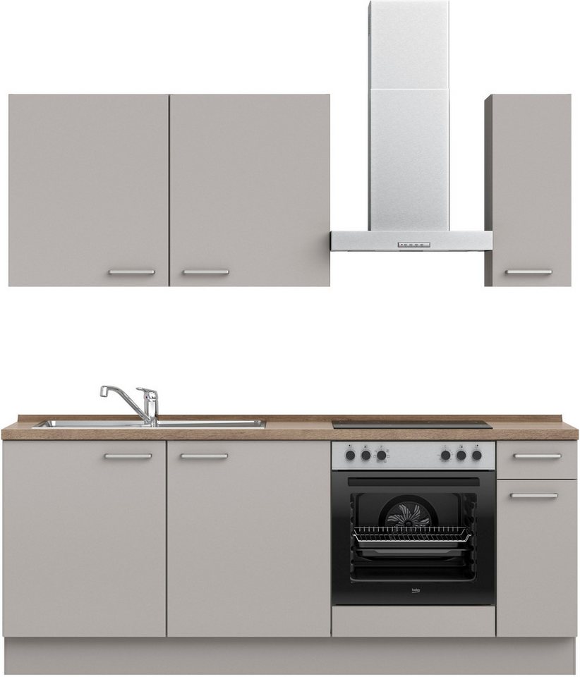 nobilia® Küchenzeile "Touch basic", vormontiert, Ausrichtung wählbar, Breite 210 cm, ohne E-Geräte von nobilia®