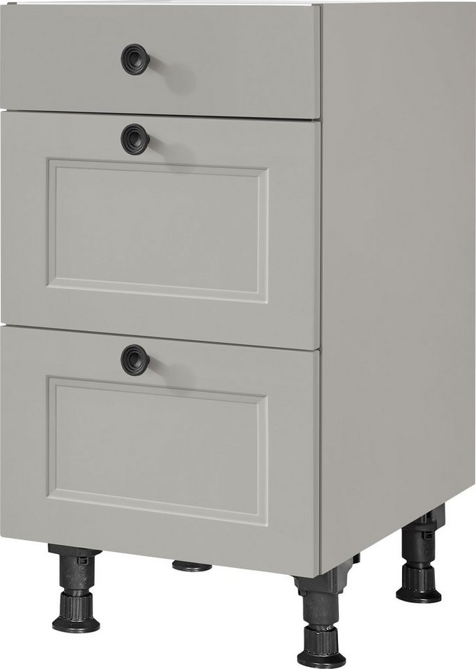 nobilia® Unterschrank "Cascada", vormontiert, mit höhenverstellbaren Sockelfüßen, in den Breiten 30, 45, 60 und 90 cm, mit Schubkasten und Auszügen von nobilia®