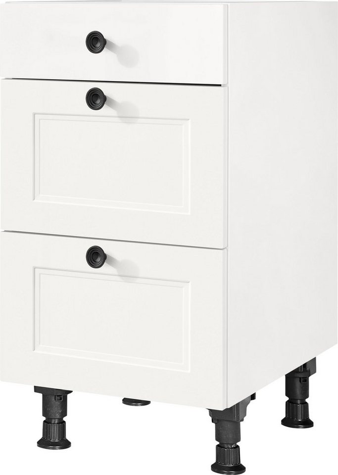 nobilia® Unterschrank "Cascada", vormontiert, mit höhenverstellbaren Sockelfüßen, in den Breiten 30, 45, 60 und 90 cm, mit Schubkasten und Auszügen von nobilia®