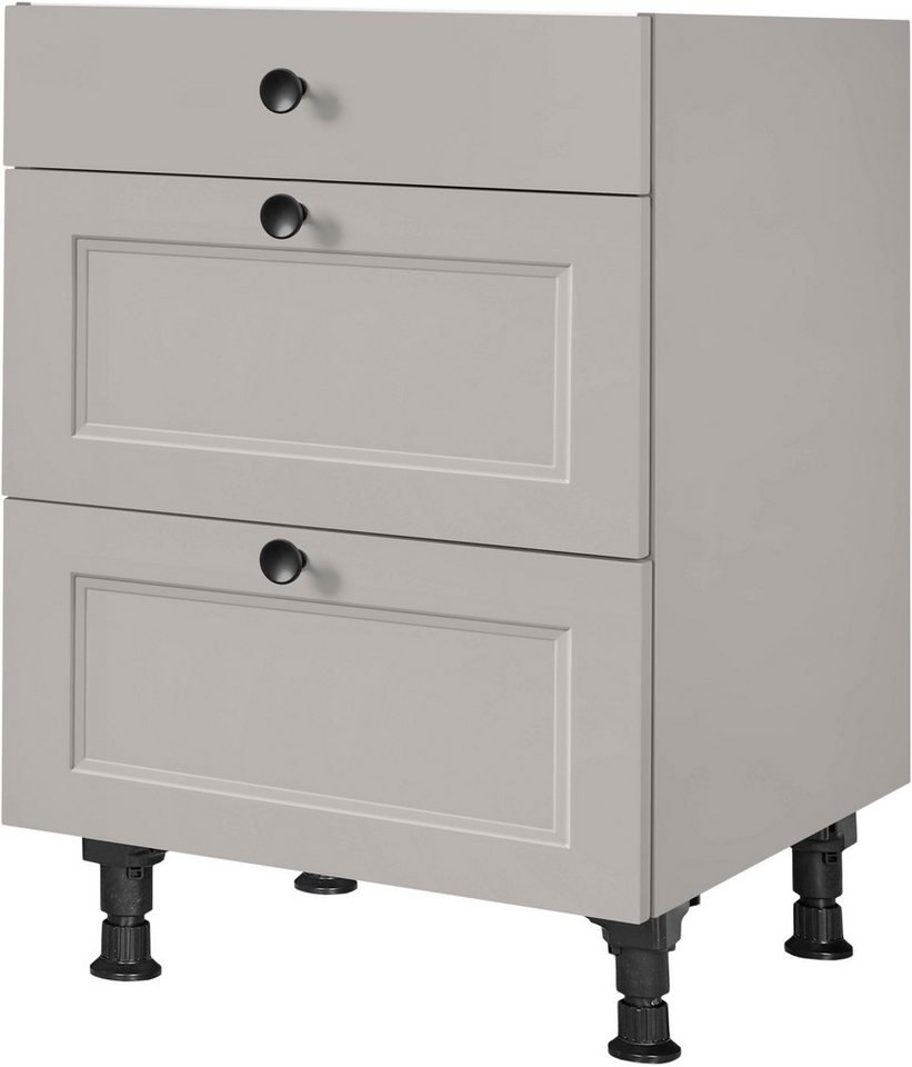 nobilia® Unterschrank "Cascada", vormontiert, mit höhenverstellbaren Sockelfüßen, in den Breiten 30, 45, 60 und 90 cm, mit Schubkasten und Auszügen von nobilia®