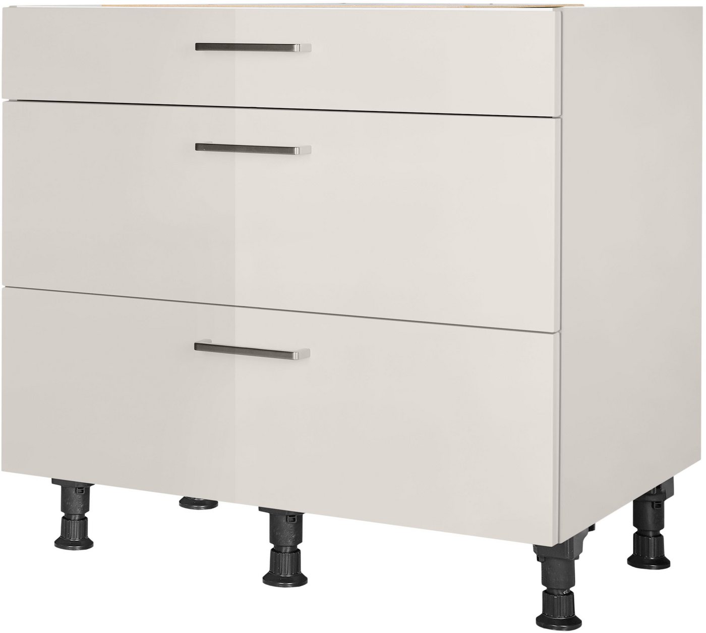 nobilia® Unterschrank "Flash", vormontiert, mit höhenverstellbaren Sockelfüßen, in den Breiten 30, 45, 60 und 90 cm, mit Schubkasten und Auszügen von nobilia®
