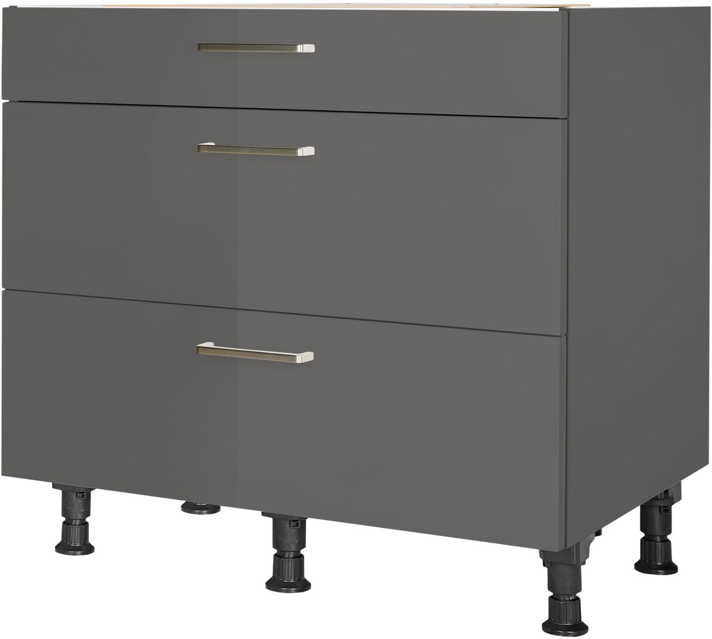 nobilia® Unterschrank "Flash", vormontiert, mit höhenverstellbaren Sockelfüßen, in den Breiten 30, 45, 60 und 90 cm, mit Schubkasten und Auszügen von nobilia®