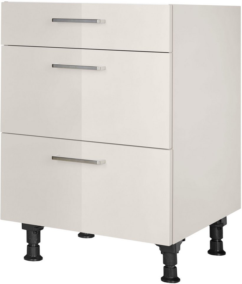 nobilia® Unterschrank "Flash", vormontiert, mit höhenverstellbaren Sockelfüßen, in den Breiten 30, 45, 60 und 90 cm, mit Schubkasten und Auszügen von nobilia®