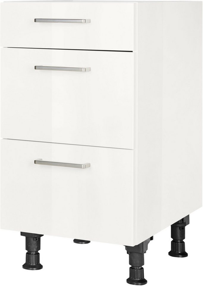 nobilia® Unterschrank "Flash", vormontiert, mit höhenverstellbaren Sockelfüßen, in den Breiten 30, 45, 60 und 90 cm, mit Schubkasten und Auszügen von nobilia®