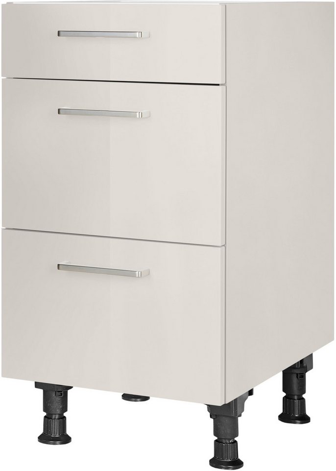 nobilia® Unterschrank "Flash", vormontiert, mit höhenverstellbaren Sockelfüßen, in den Breiten 30, 45, 60 und 90 cm, mit Schubkasten und Auszügen von nobilia®