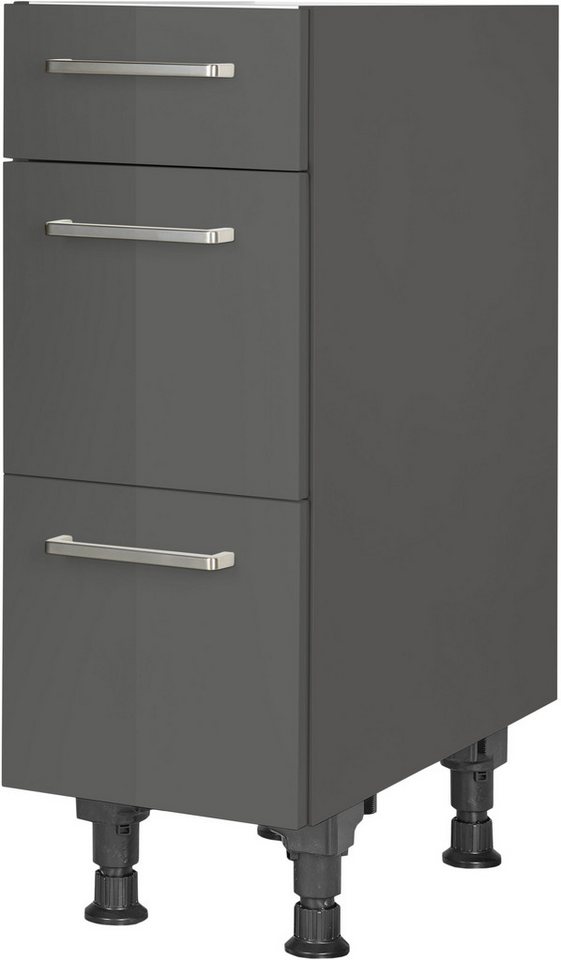 nobilia® Unterschrank "Flash", vormontiert, mit höhenverstellbaren Sockelfüßen, in den Breiten 30, 45, 60 und 90 cm, mit Schubkasten und Auszügen von nobilia®