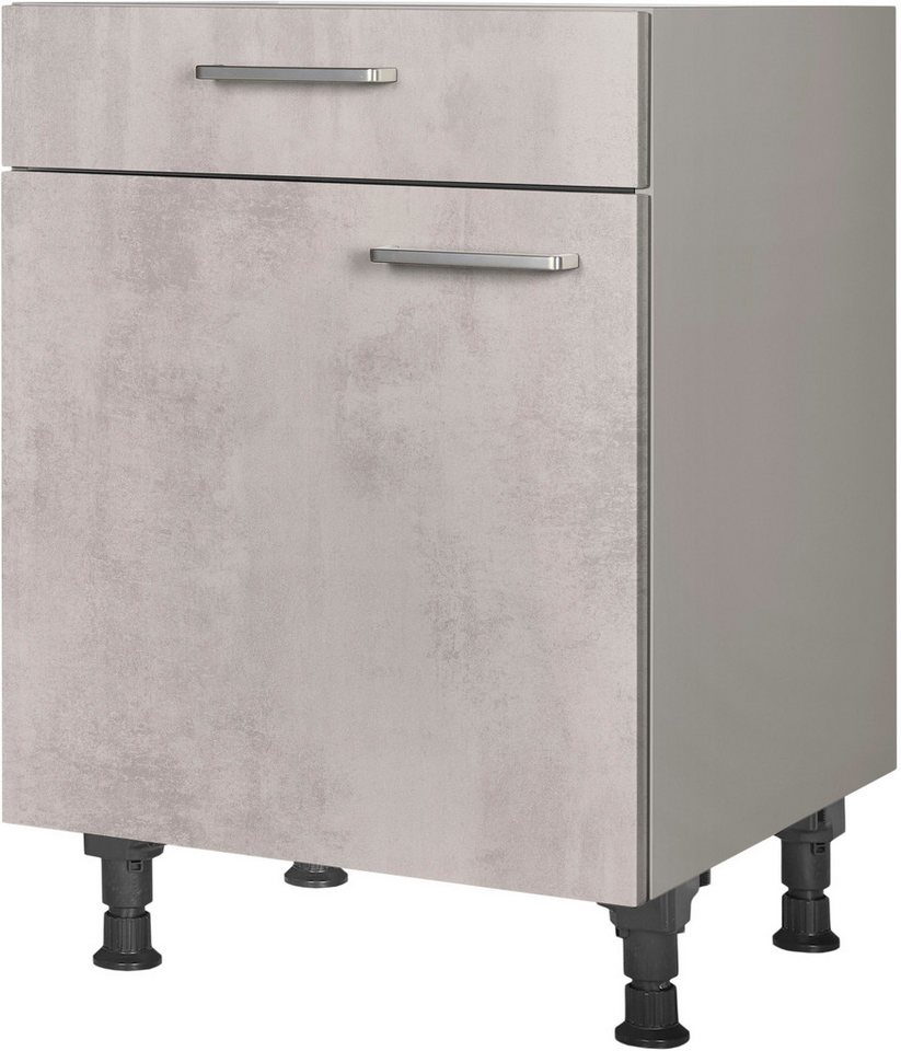 nobilia® Unterschrank "Riva", Ausrichtung wählbar, vormontiert, in den Breiten 30, 45 und 60 cm Breite, mit höhenverstellbaren Sockelfüßen, vormontiert von nobilia®