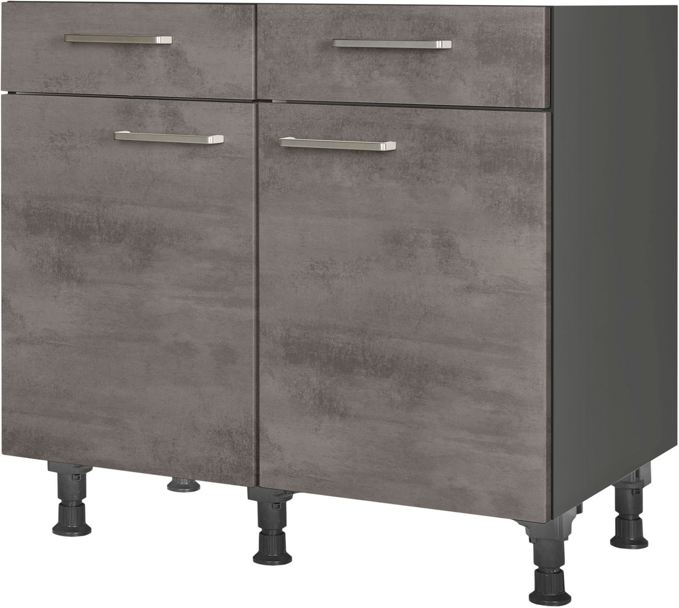 nobilia® Unterschrank "Riva", vormontiert, Breite 90 cm, Soft-Close-Funktion bei den Schubkästen, inkl. höhenverstellbare Sockelfüße von nobilia®