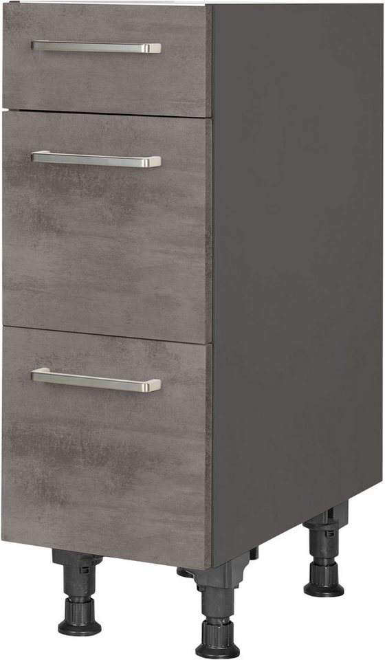nobilia® Unterschrank "Riva", vormontiert, mit höhenverstellbaren Sockelfüßen, in den Breiten 30, 45, 60 und 90 cm, mit Schubkasten und Auszügen von nobilia®