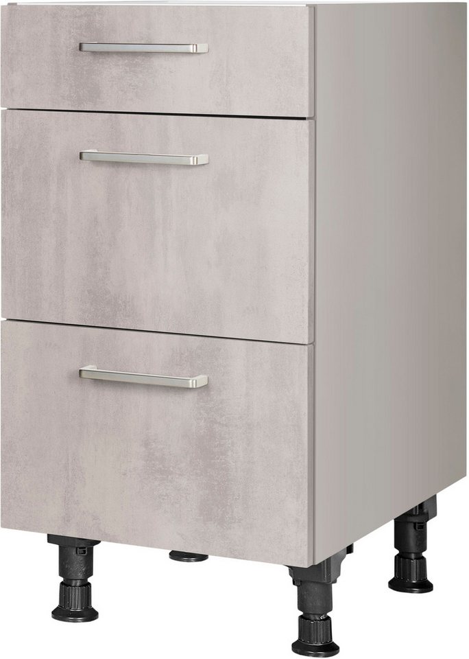 nobilia® Unterschrank "Riva", vormontiert, mit höhenverstellbaren Sockelfüßen, in den Breiten 30, 45, 60 und 90 cm, mit Schubkasten und Auszügen von nobilia®