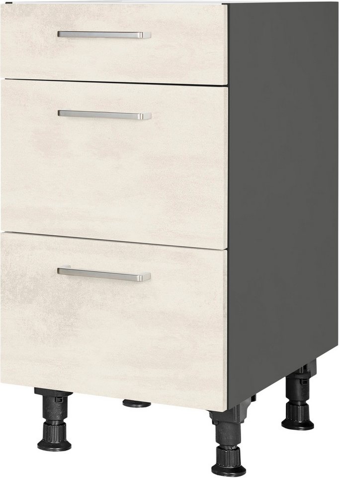 nobilia® Unterschrank "Riva", vormontiert, mit höhenverstellbaren Sockelfüßen, in den Breiten 30, 45, 60 und 90 cm, mit Schubkasten und Auszügen von nobilia®