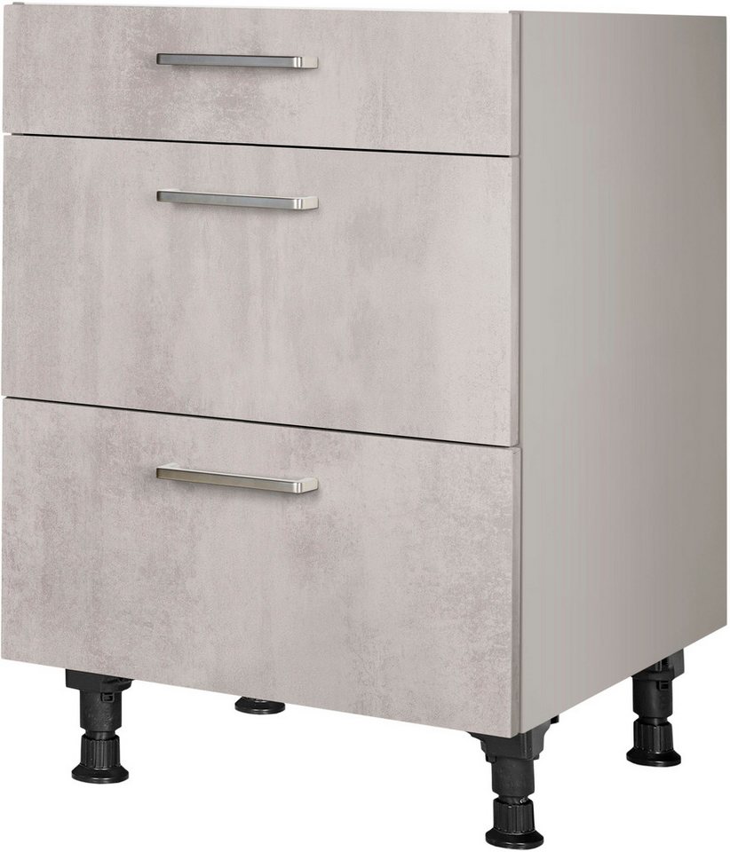 nobilia® Unterschrank "Riva", vormontiert, mit höhenverstellbaren Sockelfüßen, in den Breiten 30, 45, 60 und 90 cm, mit Schubkasten und Auszügen von nobilia®