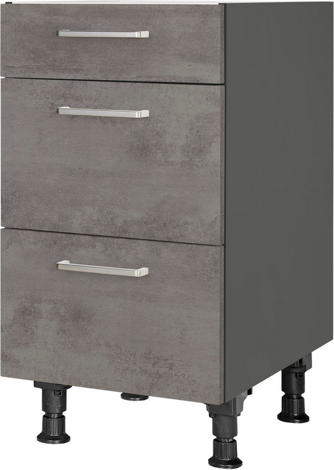 nobilia® Unterschrank "Riva", vormontiert, mit höhenverstellbaren Sockelfüßen, in den Breiten 30, 45, 60 und 90 cm, mit Schubkasten und Auszügen von nobilia®