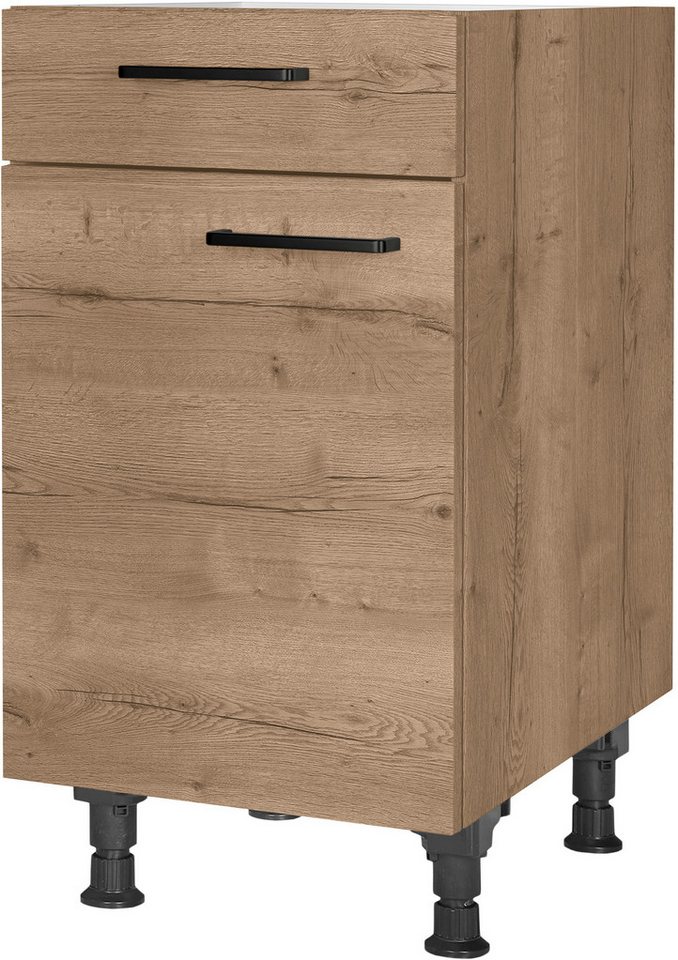 nobilia® Unterschrank "Structura", Ausrichtung wählbar, vormont., in den Breiten 30, 45 und 60 cm Breite, mit höhenverstellbaren Sockelfüßen, vormontiert von nobilia®