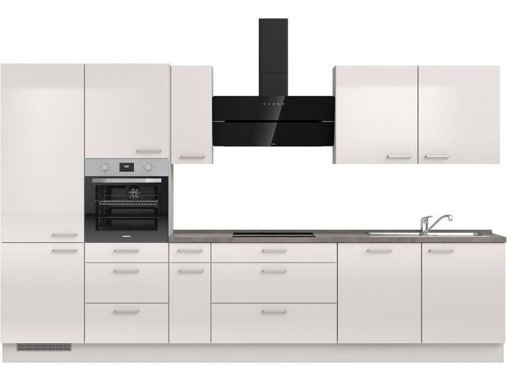 Küchenzeile NOBILIA  Flash II mit Hochglanz Fronten , grau (küche: grau, korpus: seidengrau, arbeitsplatte: beton schiefergrau nachbildung), B:360,3cm H:216,6cm T:60cm, Komplettküchen-Sets, vormontiert, Ausrichtung wählbar, Breite 360 cm, wahlw. mit E-Geräten von nobilia