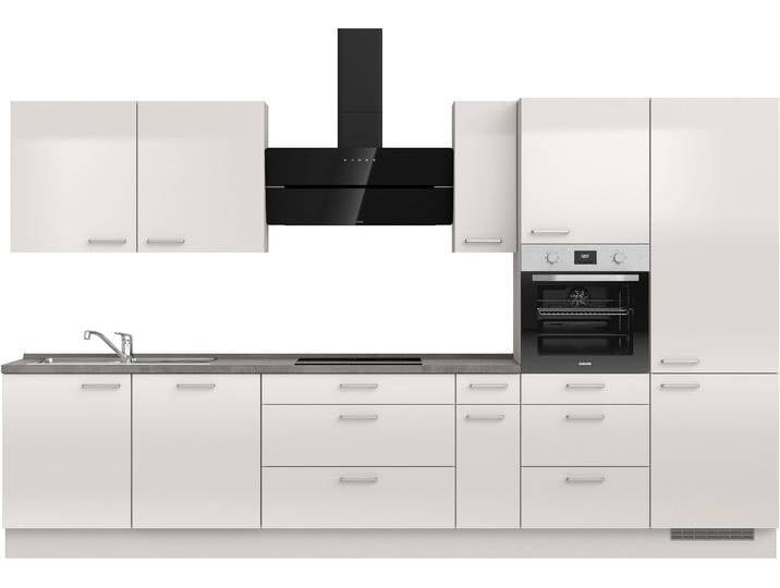 Küchenzeile NOBILIA  Flash II mit Hochglanz Fronten , grau (küche: grau, korpus: seidengrau, arbeitsplatte: beton schiefergrau nachbildung), B:360,3cm H:216,6cm T:60cm, Komplettküchen-Sets, vormontiert, Ausrichtung wählbar, Breite 360 cm, wahlw. mit E-Geräten von nobilia