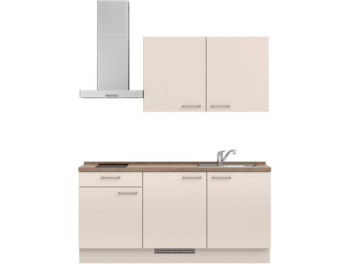 Küchenzeile NOBILIA  Laser I ,Ausrichtung wählbar, Breite 180 cm , beige (küche: natur, korpus: sandfarben, arbeitsplatte: eiche havanna nachbildung), B:180,3cm H:216,6cm T:60cm, Komplettküchen-Sets, vormontiert, wahlw. mit unterschiedlichen E-Geräten-Sets von nobilia