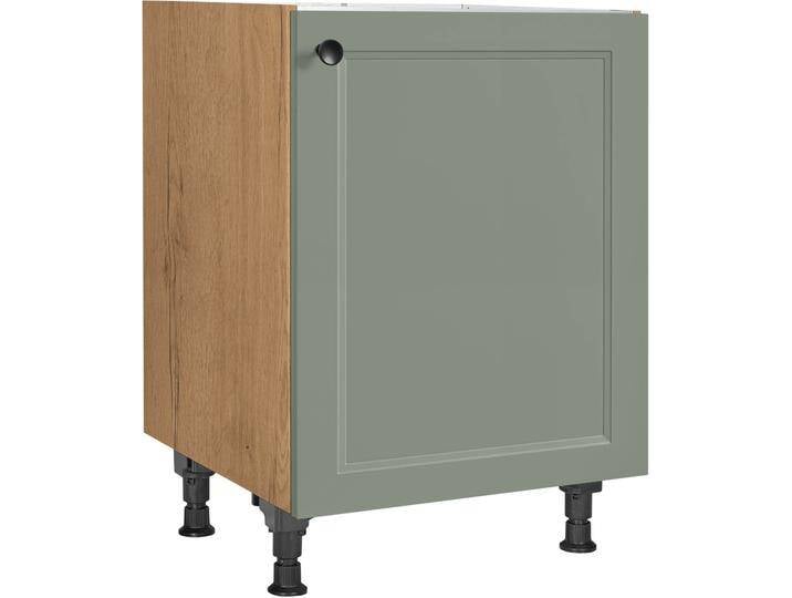 Spülenschrank NOBILIA  Cascada , Ausrichtung wählbar, vormontiert, in den Breiten , grün (front: lacklaminat schilf, korpus: eiche sierra nachbildung), B:60cm H:87cm T:58,3cm, Schränke, 45 und 60 cm, mit höhenverstellbaren Sockelfüßen von nobilia