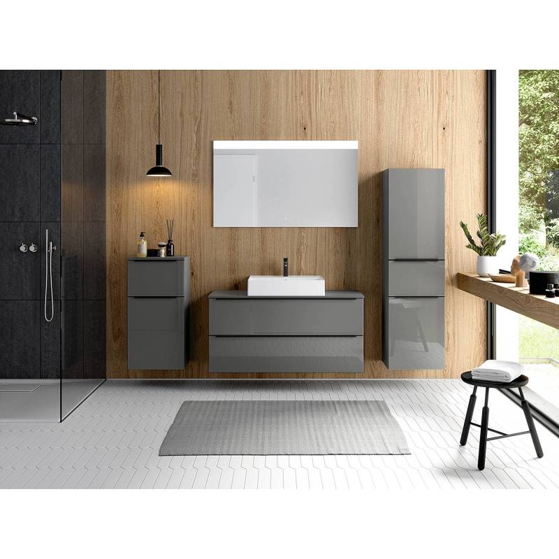 home24 Waschtisch MYBA VI 120cm Weiß/Hochglanz Grau von home24