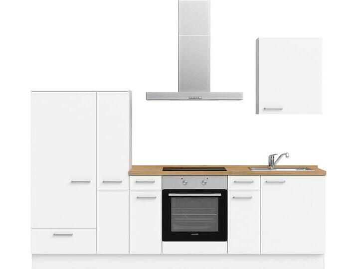 nobilia® Küchenzeile elements I , vormontiert, Ausrichtung wählbar, Breite 270 cm, wahlw. mit E-Geräten, weiß, Mit E-Geräten von nobilia