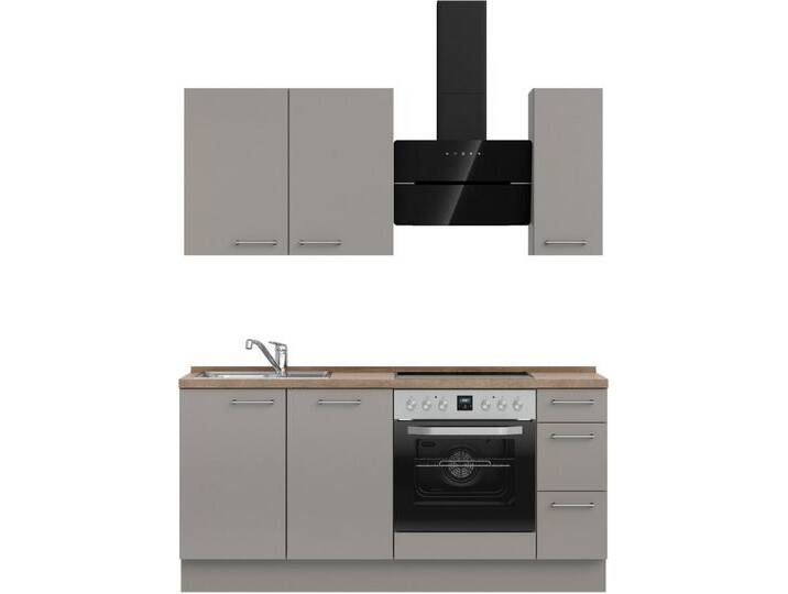 nobilia® Küchenzeile Laser II , Breite 180 cm, Ausrichtung wählbar, vormontiert, Ausrichtung wählbar, Breite 180 cm, wahlw. mit E-Geräten, grau von nobilia