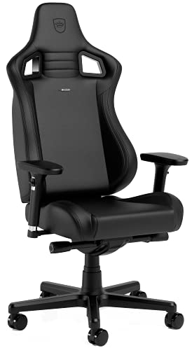 noblechairs Epic Compact Gaming Stuhl, Bürostuhl Ergonomisch, Schreibtisch Stuhl, Kopf- und Lendenstütze, PU-Leder, Entwickelt für Nutzer bis 120 kg und 1,7 Meter Hoch (Schwarz/Carbon) von noblechairs