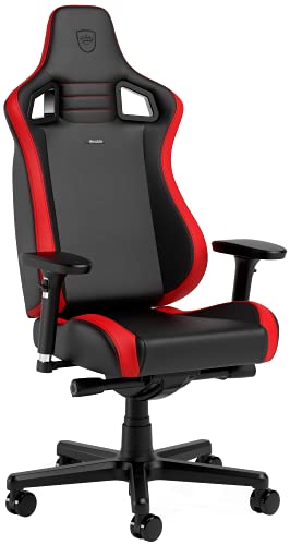 noblechairs Epic Compact Gaming Stuhl, Bürostuhl Ergonomisch, Schreibtisch Stuhl, Kopf- und Lendenstütze, PU-Leder, Entwickelt für Nutzer bis 120 kg und 1,7 Meter Hoch (Schwarz-Rot/Carbon) von noblechairs