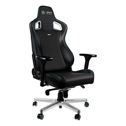 noblechairs Epic Gaming Chair, Bürostuhl Ergonomisch, Schreibtisch Stuhl, Gaming Stuhl, PU Leder Hybrid Bezug, Belastbarkeit 120, Mercedes AMG Petronas, Formula One Team 2021 Edition von noblechairs