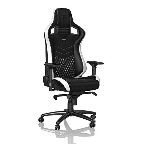 noblechairs Epic Gaming Stuhl - Bürostuhl - Schreibtischstuhl - Echtleder - Inklusive Kissen - Schwarz/Weiß/Rot von noblechairs