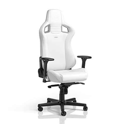 noblechairs Epic Gaming Stuhl - Gaming Sessel - Gaming Chair Pc - Bürostuhl Ergonomisch - Schreibtischstuhl - Drehstuhl - 120 kg Belastbarkei (White Edition, High-Tech Kunstleder) von noblechairs