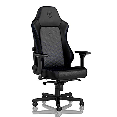 noblechairs Hero Gaming Stuhl 150 kg Belastbarkeit, PU-Kunstleder Bürostuhl Ergonomisch, Schreibtischstuhl Schwarz/Blau, PC Drehstuhl mit Rollen, Gamer Sessel, Inklusive Kissen von noblechairs