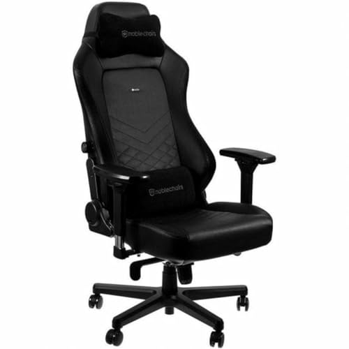 noblechairs Hero Gamingstuhl 150 kg Belastbarkeit - PU-Kunstleder PC Gaming Stuhl Stoff Bürostuhl Ergonomisch - Gaming Sessel mit Kissen, Schreibtischstuhl Gaming Schwarz von noblechairs