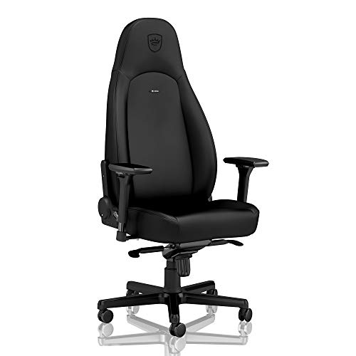 noblechairs ICON Black Edition - Gaming Stuhl 150 kg Belastbarkeit - Ergonomischer Bürostuhl - Game Stühle - Drehstuhl mit Rollen - Hybrid-Kunstleder - Inklusive Kissen von noblechairs