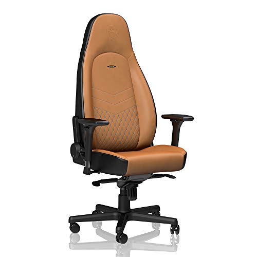 noblechairs ICON Gaming Stuhl - Bürostuhl - Schreibtischstuhl - Echtleder - Cognac/Schwarz von noblechairs